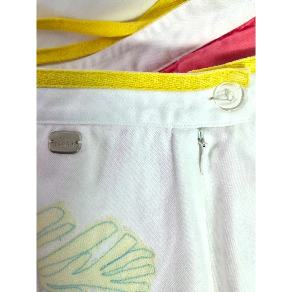 Ted Baker Jean White Cotton Floral Embroidered A-Line Skirt Size 2 - Picture 9 of 12